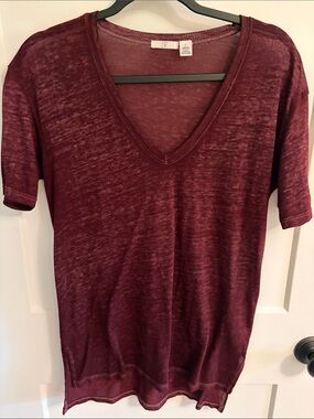 bp Burgundy Slub V-Neck Short Sleeve Tee